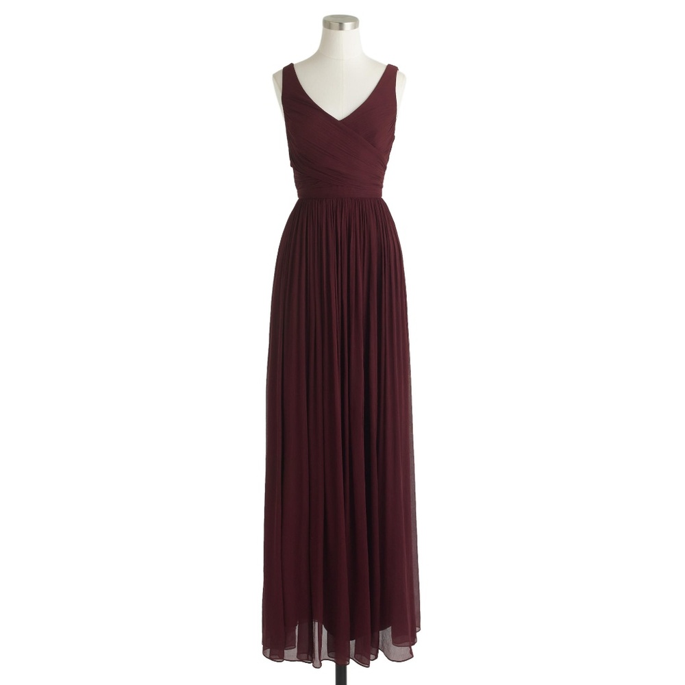 J Crew Heidi Long Bridesmaid Dress in Cabernet